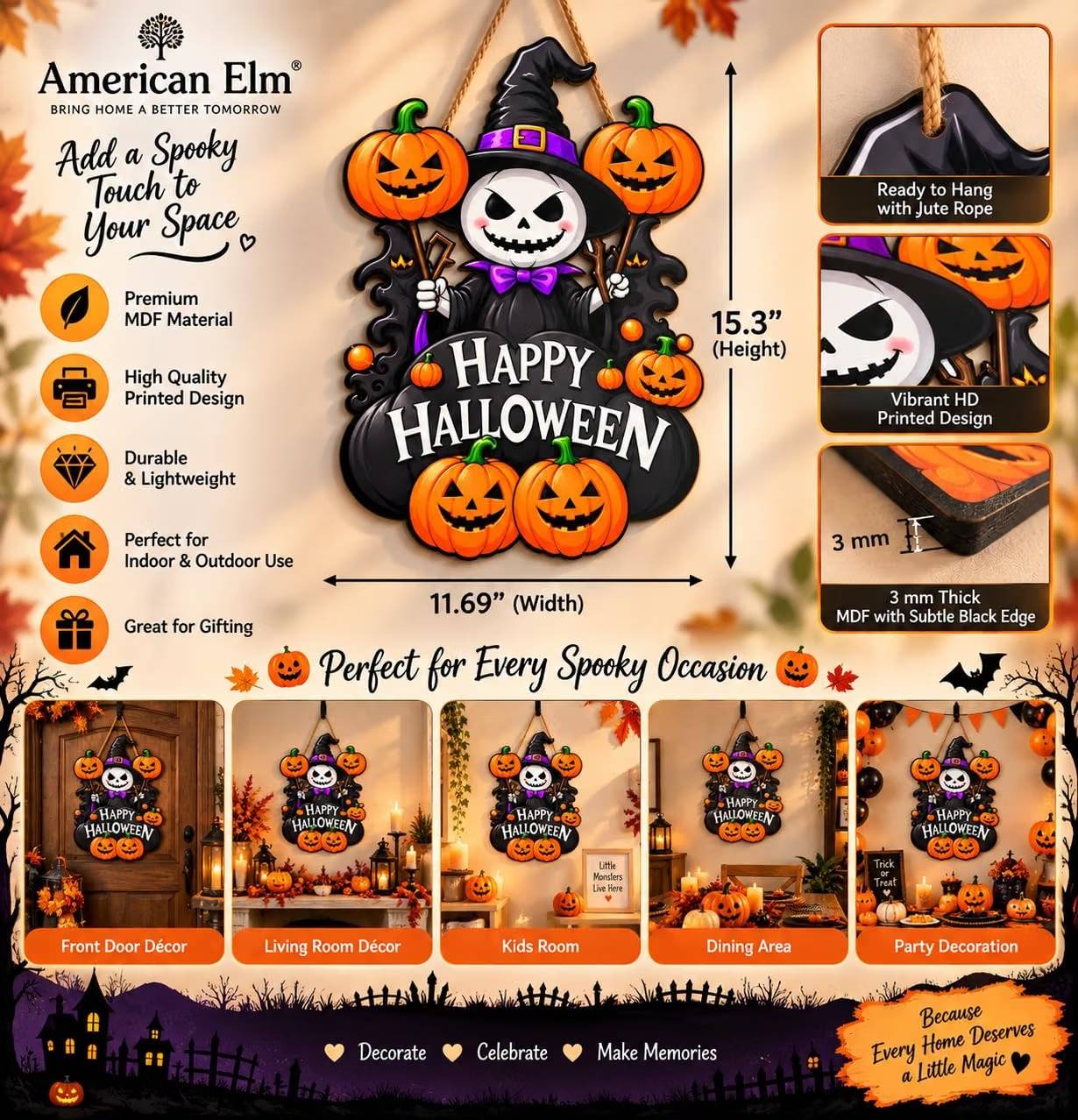 halloween front door hanging sign for home