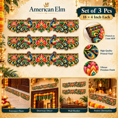 peacock design wooden door frame decor strip