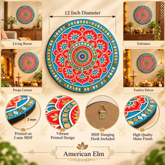 Red and Blue Floral Mosaic Wall Decor