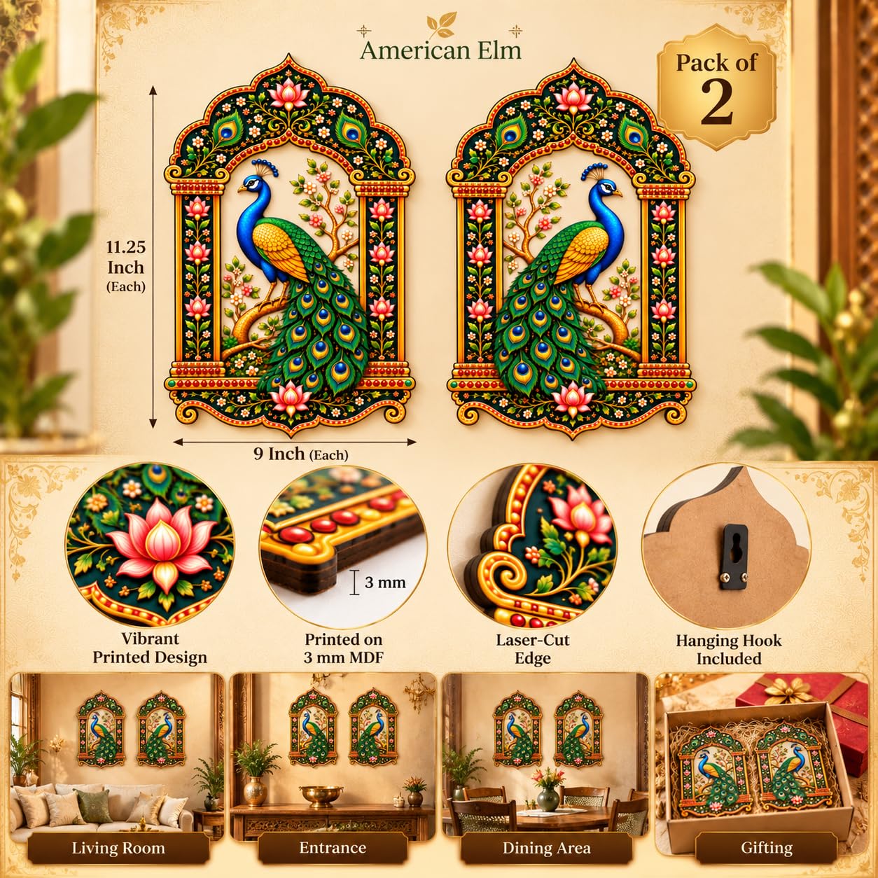peacock jharokha MDF wall decor