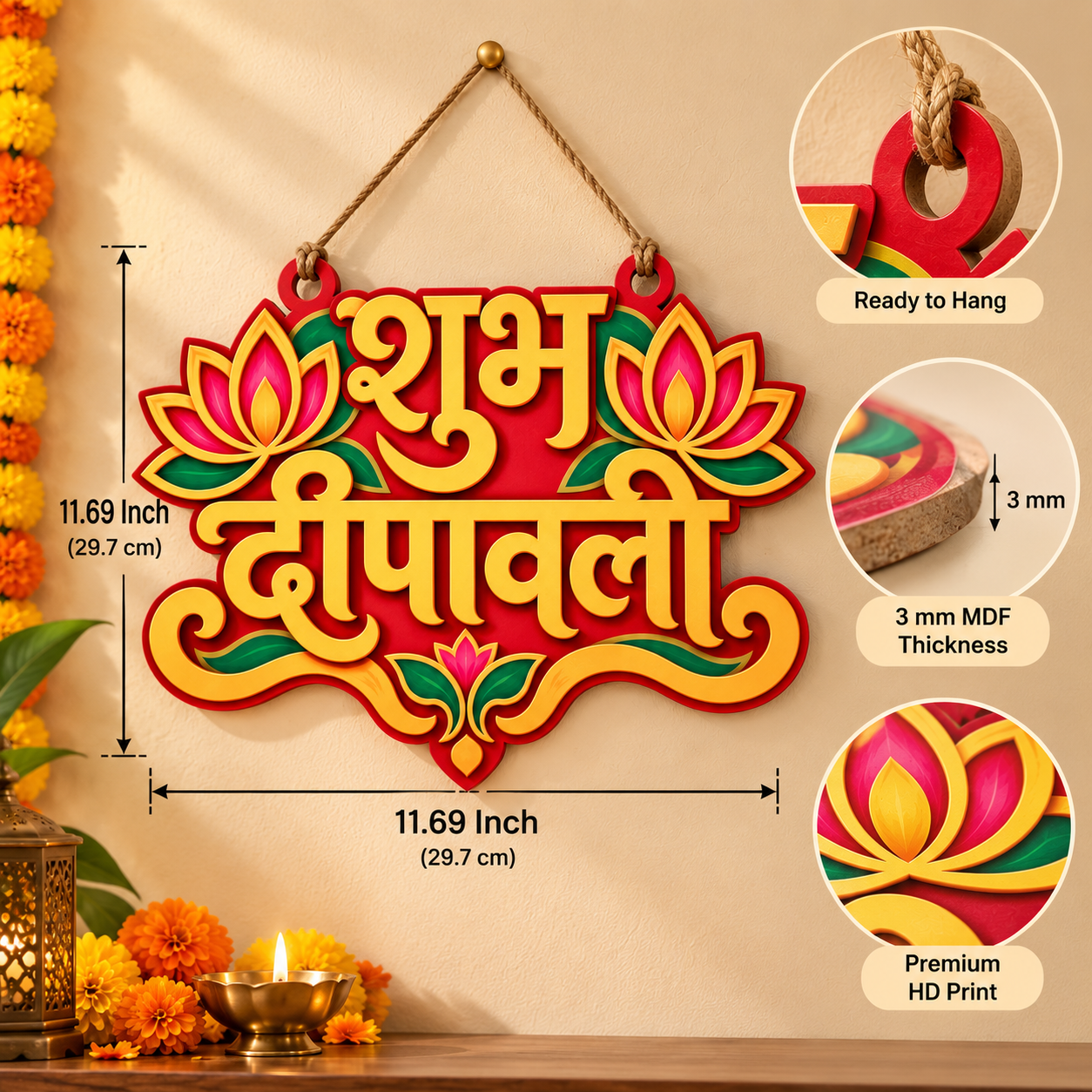Diwali wall decor ready to hang