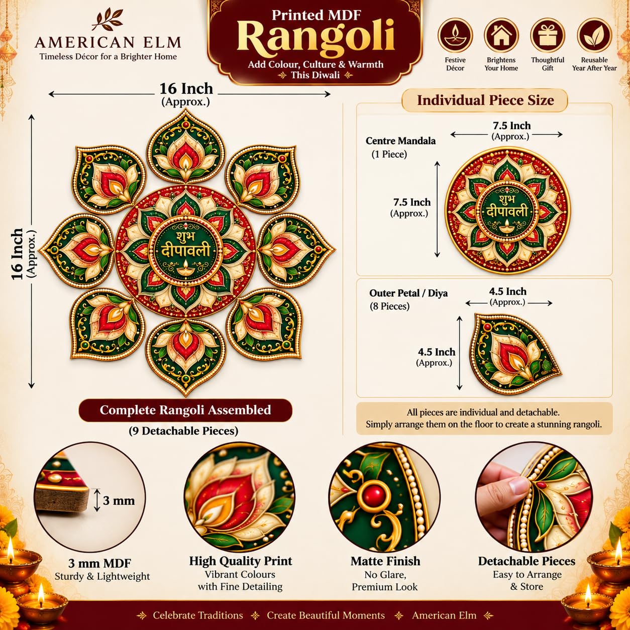 decorative rangoli pieces for Diwali