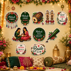 Mehndi ceremony signboard cutouts set of 10