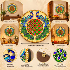 Traditional Twin Peacock Wall Decor for Pooja Room