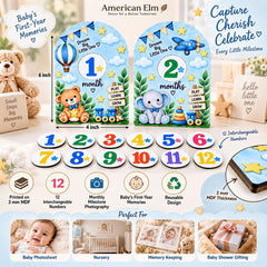 Baby milestone board with interchangeable numbers