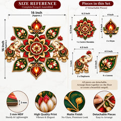 7 piece detachable MDF rangoli set