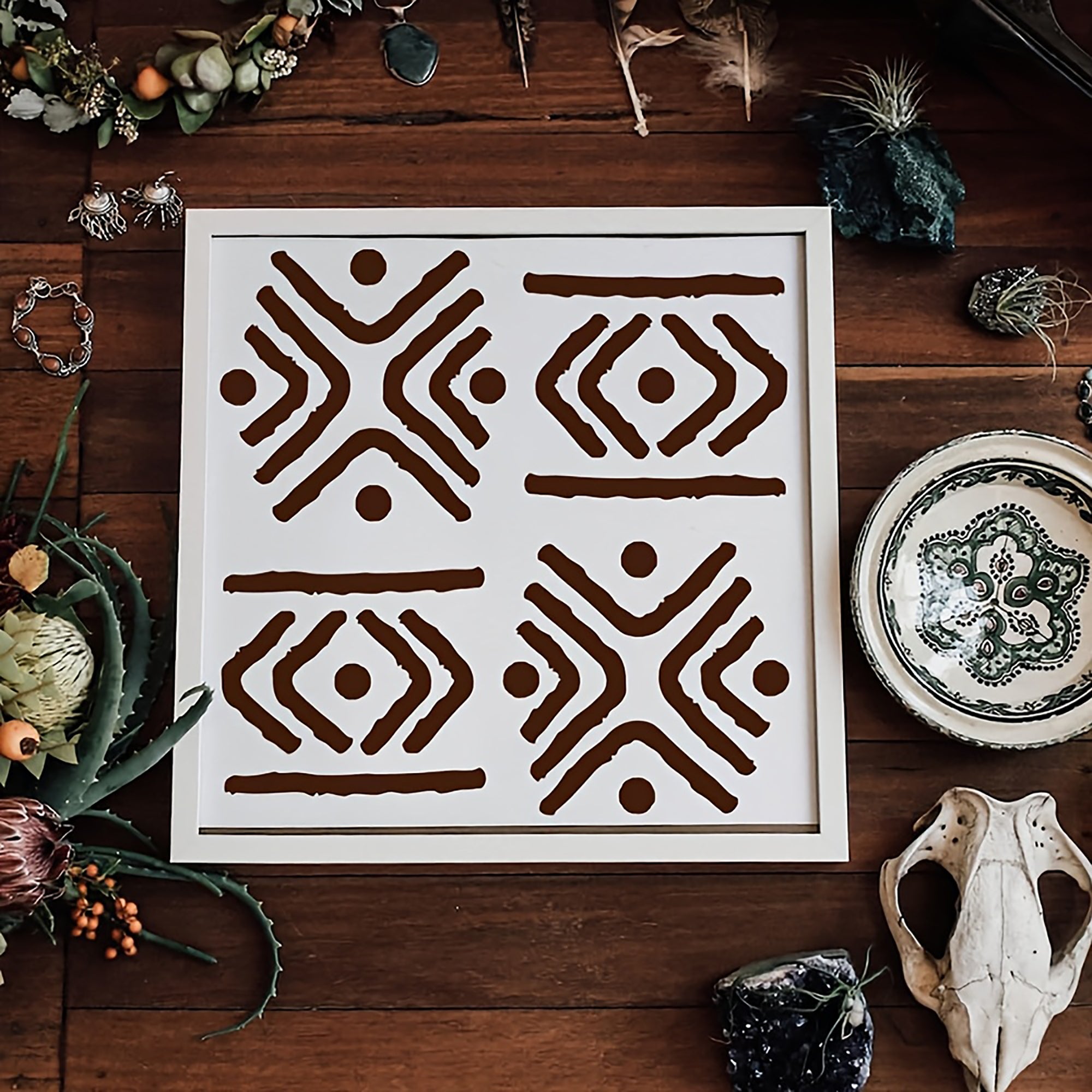 tribal pattern stencil for wall painting