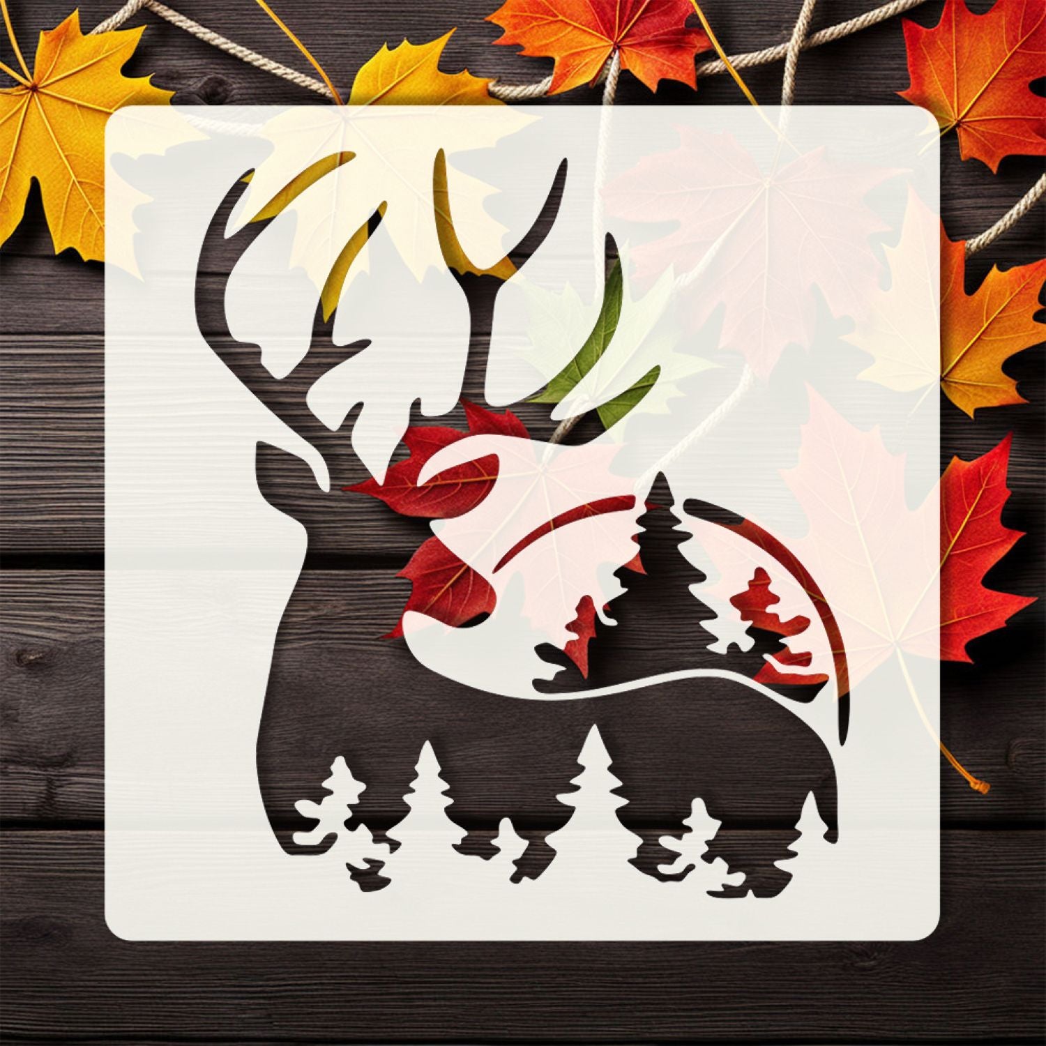 Snow deer stencil template for winter DIY painting