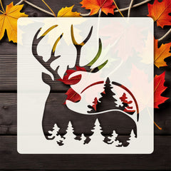 Snow deer stencil template for winter DIY painting