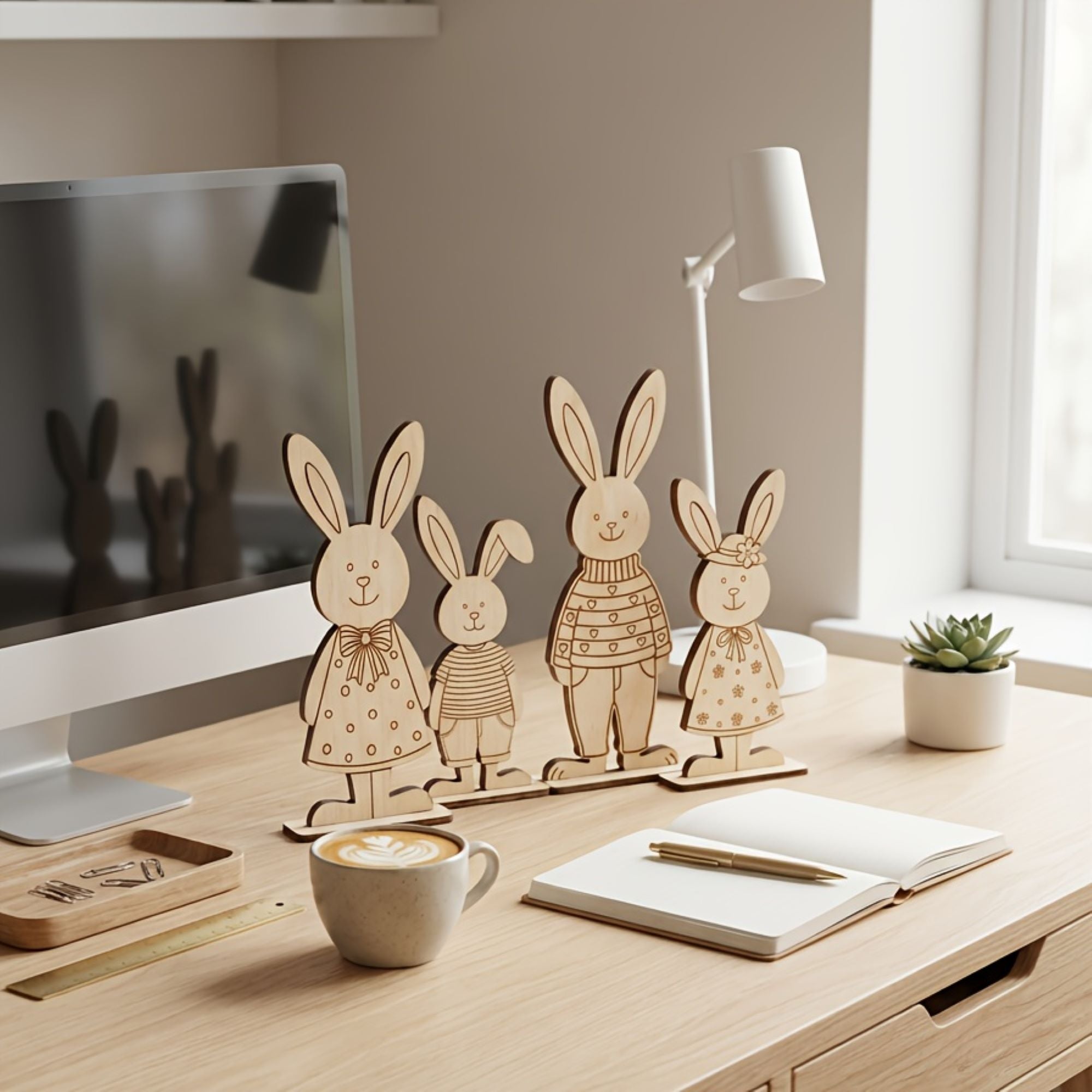 Wooden Easter bunny set