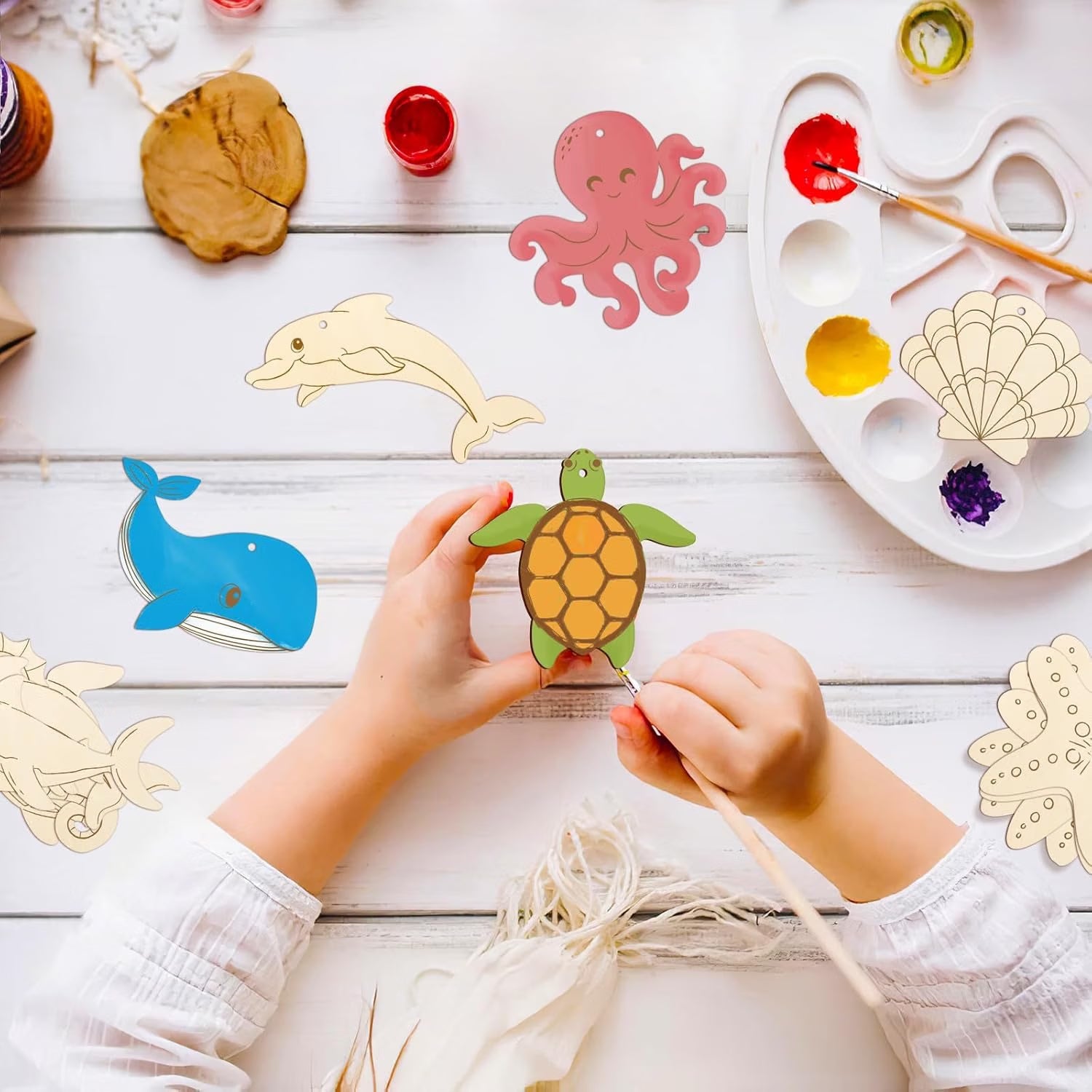 ocean themed wooden ornaments for painting