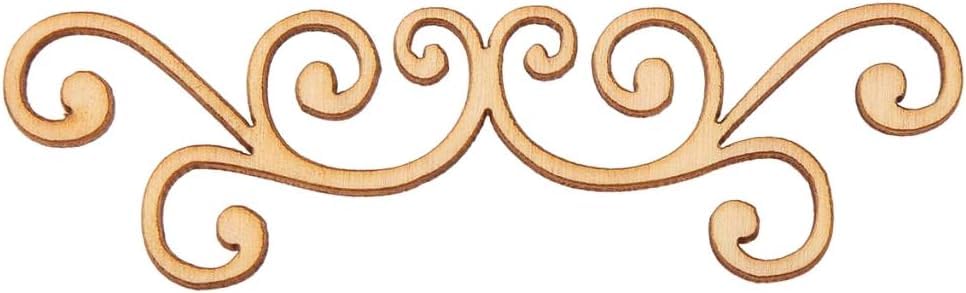 Decorative wood flourish with intricate scrollwork on a plain background