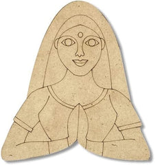 Cardboard cutout of a woman's silhouette with long hair on a white background
