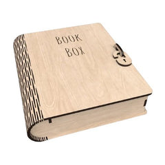 American Elm 2 Piece Wooden Book Box Set Lockable Storage Organizer for Home Office Decor