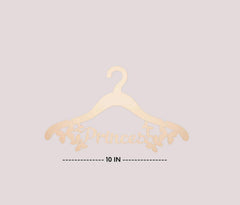 Gold 'Princess' hanger on a light gray background