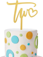 American Elm Two Cake Topper Two Years Old 2nd Birthday Decor Happy Birthday Cake Decoration MDF for Boys Girls