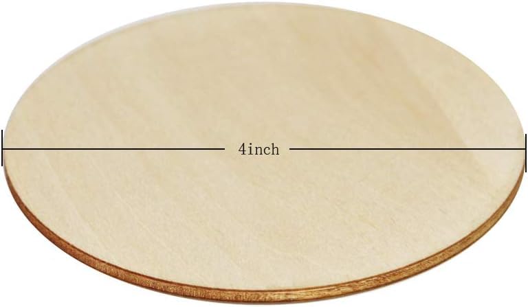 Round wooden pizza peel with a 4-inch width measurement on a white background