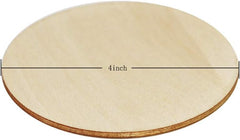 Round wooden pizza peel with a 4-inch width measurement on a white background
