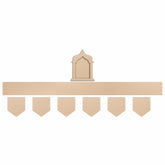 Decorative wall art with a central arch design and five smaller arches below on a white background.