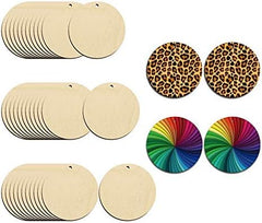 Cliths 50 Pcs Round Wood Earring Blanks MDF Circles for Jewelry Making, DIY Lightweight Dangle Earrings