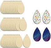 Cliths 50 Pcs Teardrop Wood Earring Blanks MDF Jewelry Making Kit for DIY Crafts (Lightweight, Beige)