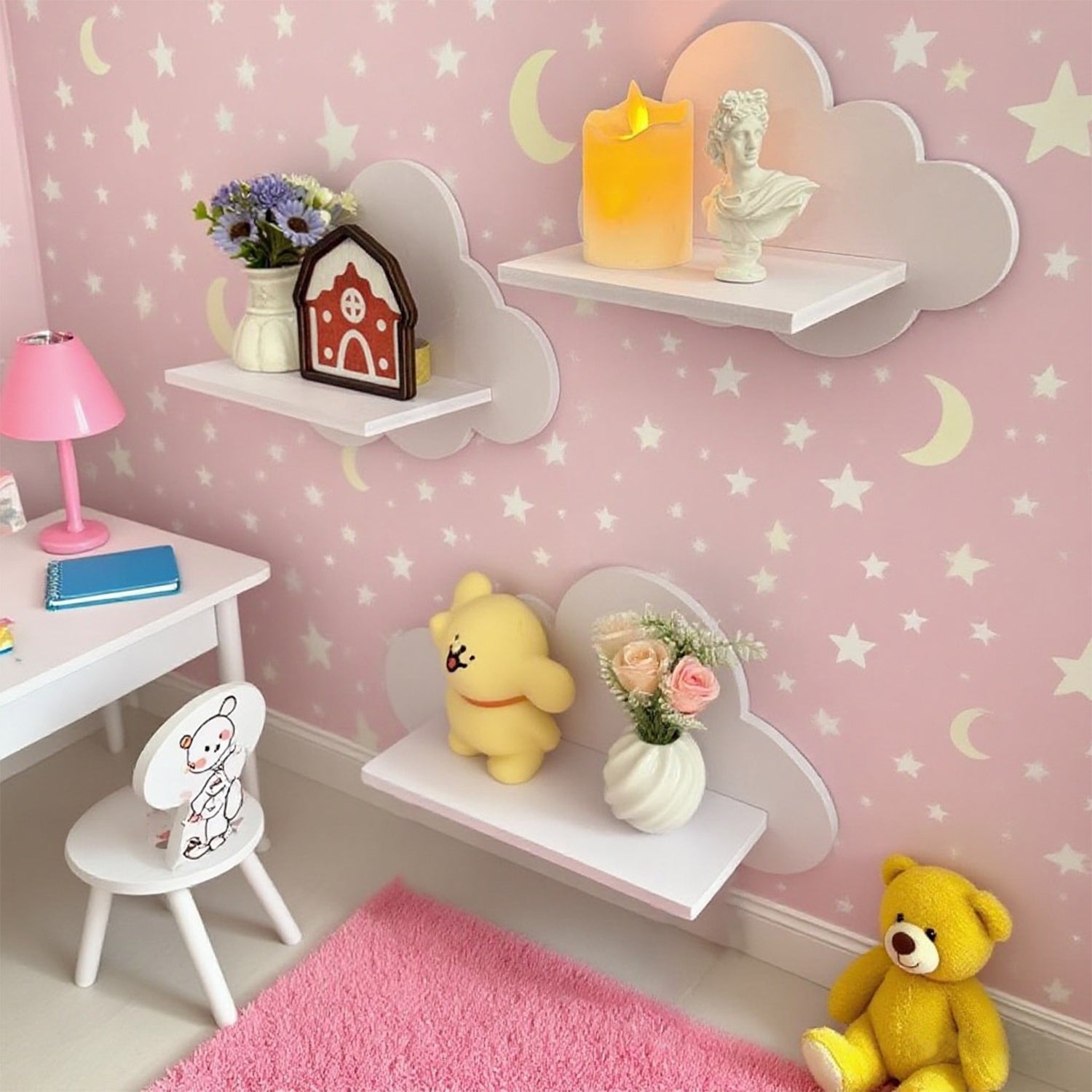 white cloud wall shelf