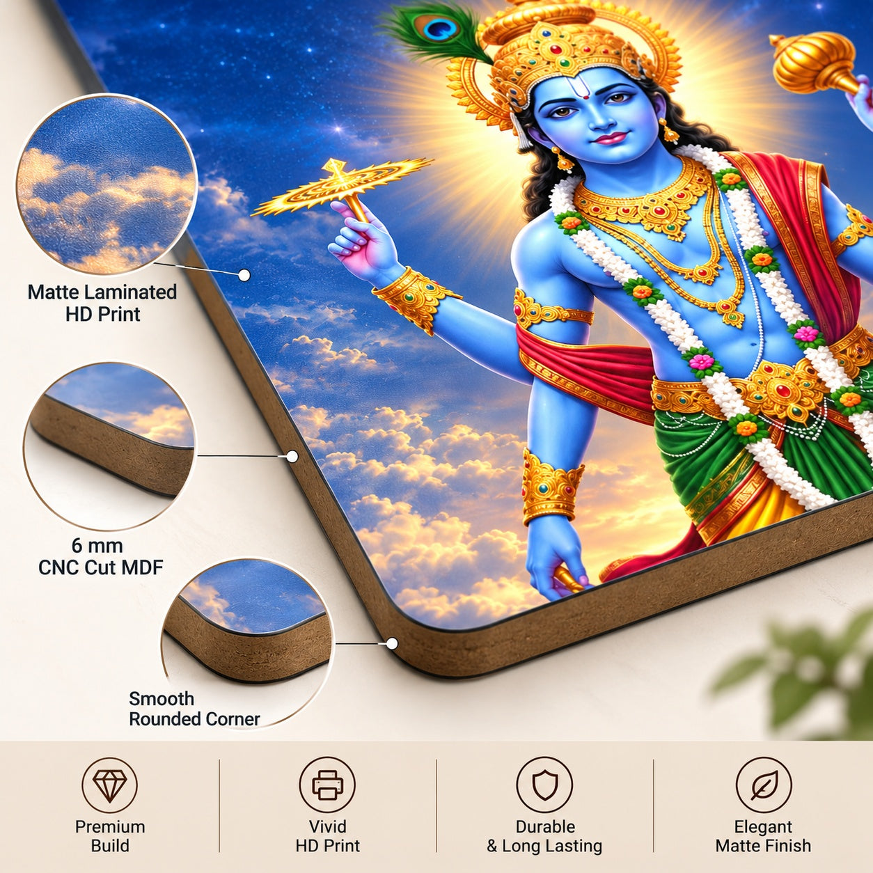 pooja room wall decor Vishnu MDF