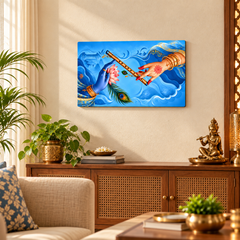 Radha Krishna hand and flute wall painting