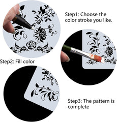 12x12 inch floral craft stencil