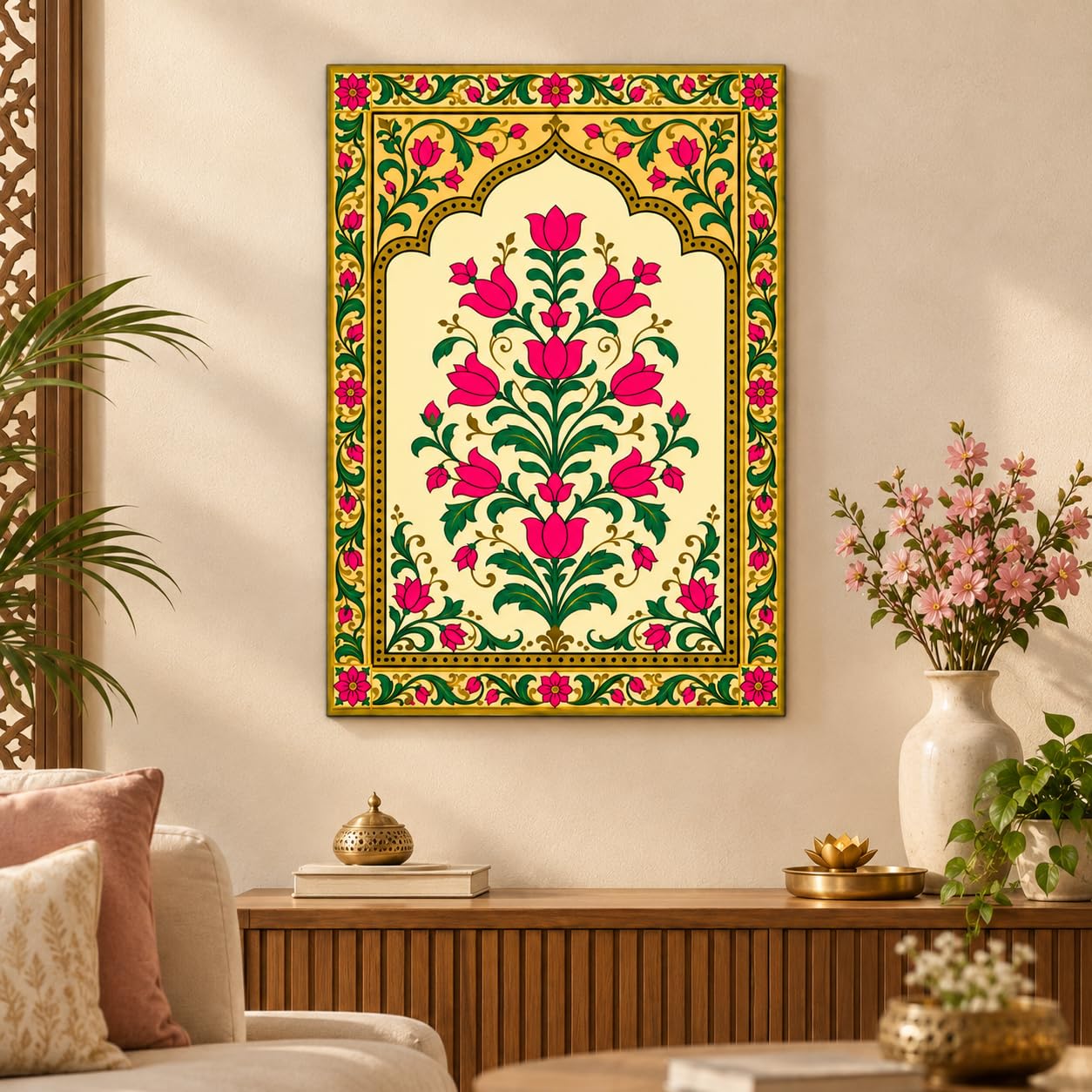 pink flower MDF wall decor
