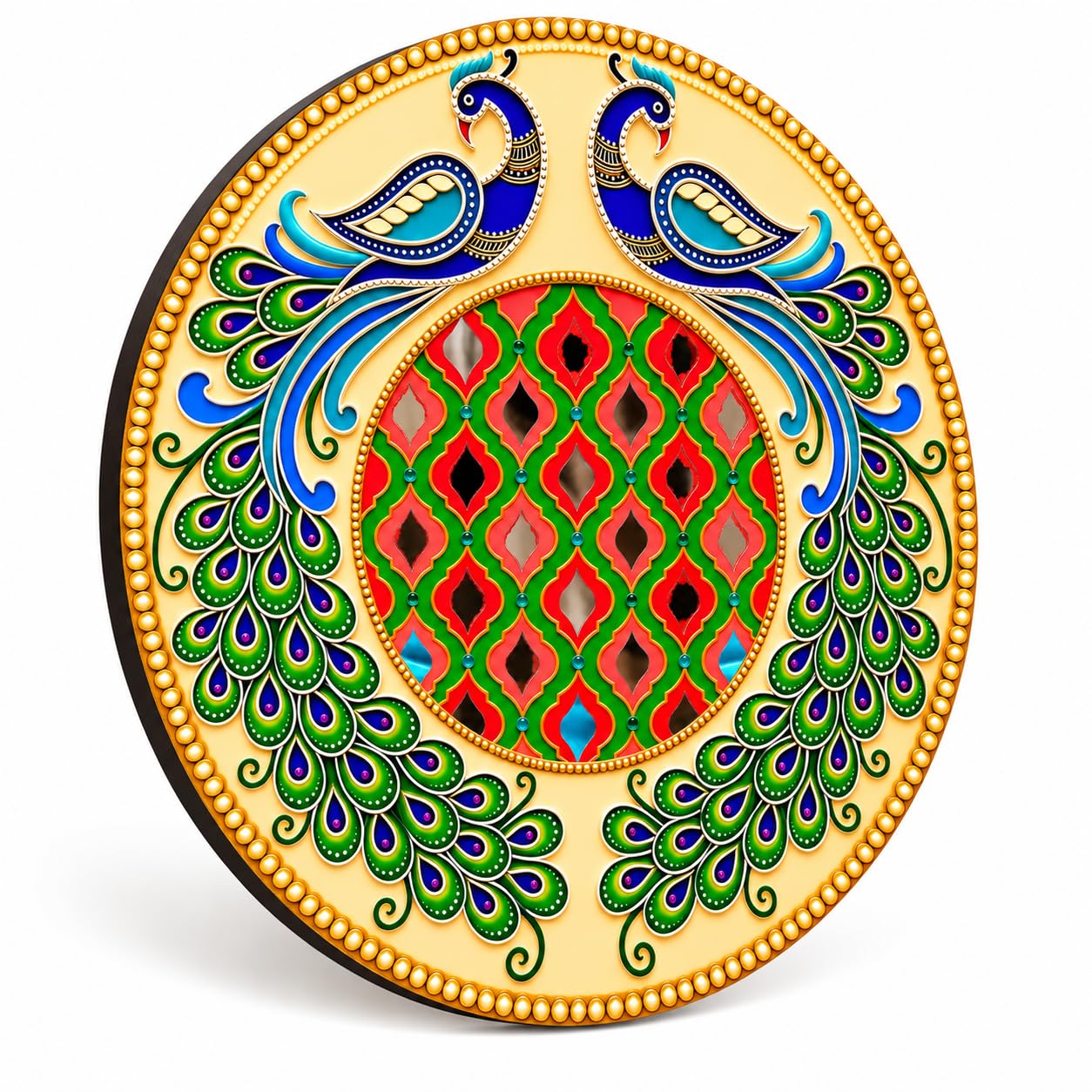 Round Peacock Mandala Wall Hanging for Living Room