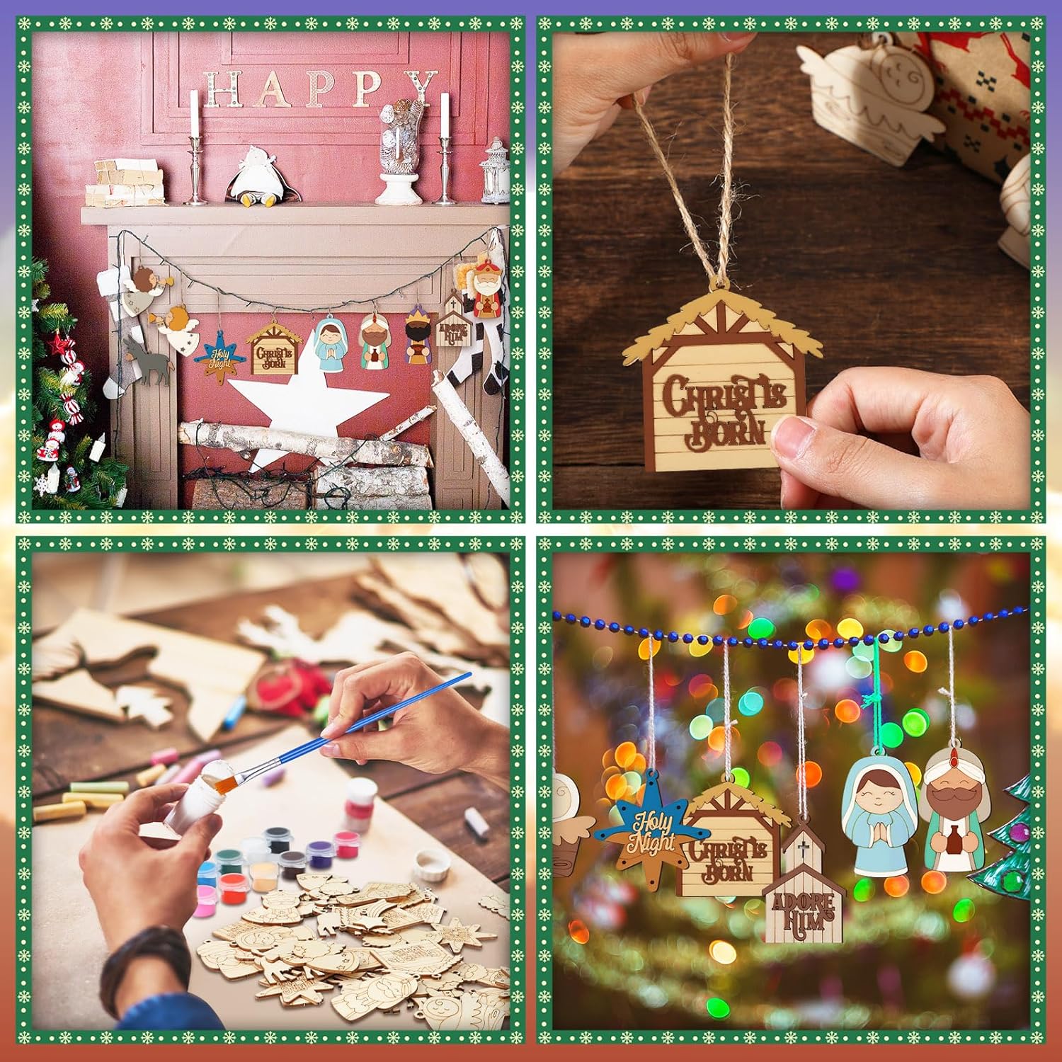 small wooden nativity shapes for art
