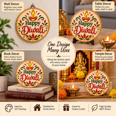 unfinished happy diwali wooden craft cutout