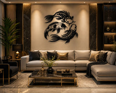 koi fish wooden wall hanging