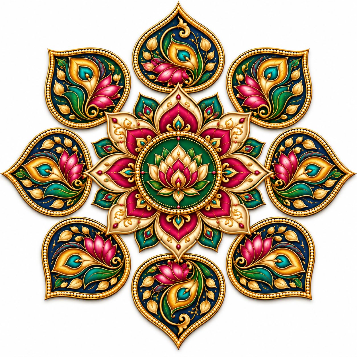 lotus peacock rangoli decoration