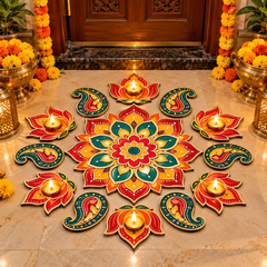 ready to use wooden rangoli for Diwali