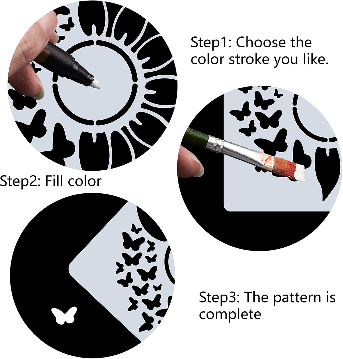 12x12 inch floral craft stencil