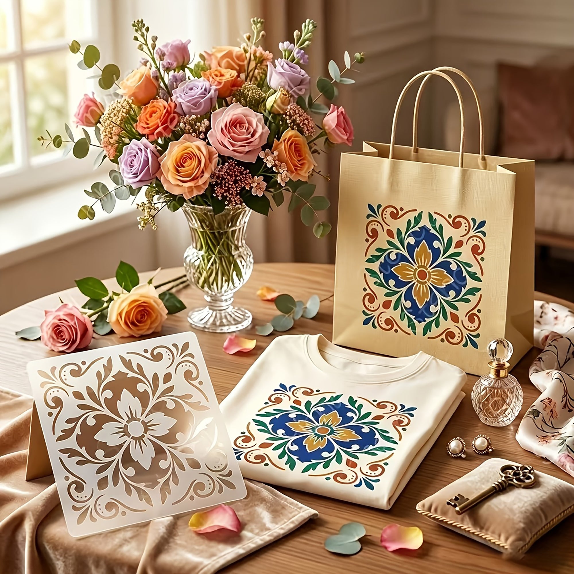reusable floral mandala stencils for diwali rangoli designs