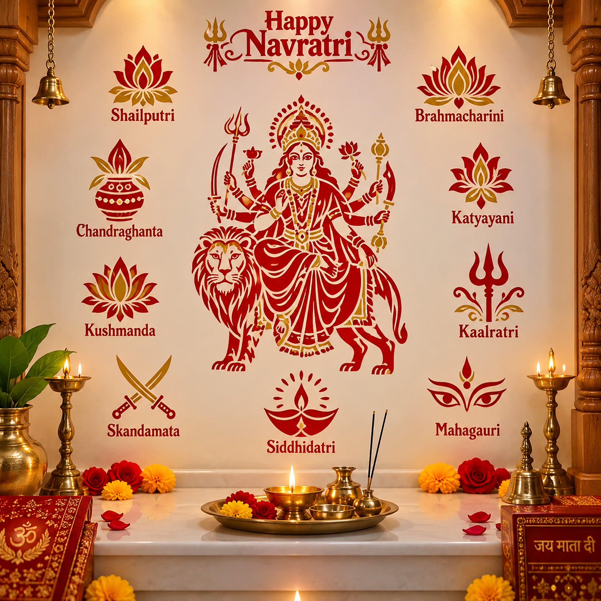navratri stencil for wall painting