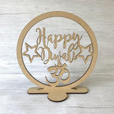 American Elm Diwali Wooden Stand MDF Cutout for Festive Home Decor, Happy Diwali Celebration
