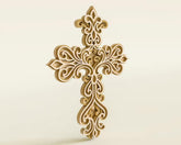 Decorative wooden cross on a beige background