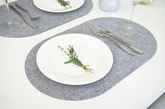 Cliths 6 Pack Oval Felt Placemats Heat Resistant Table Protectors, Washable Dining Mats for Round/Oval Tables Gray Trivets