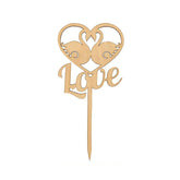 Cliths Pack of 2 Wooden Swan Love Cake Toppers MDF Rustic Wedding, & Valentine's Decor for Couples