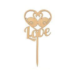 Cliths Pack of 2 Wooden Swan Love Cake Toppers MDF Rustic Wedding, & Valentine's Decor for Couples