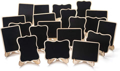 Set of small blackboard signs with stands on a white background