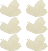 Set of six beige butterfly-shaped candles on a white background