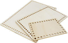 American Elm 3 Piece Mini Basket Base Set Rectangle MDF Weaving Kit for DIY Crochet Bags & Storage Craft Supplies