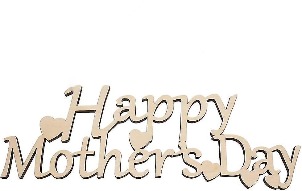 Wooden decorative sign with 'Happy Mother's Day' text on a white background