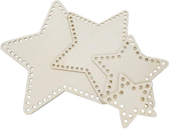 American Elm 4 Piece Star Basket Base Set Wooden MDF Crochet Foundations for DIY Bags & Decor Craft Supplies