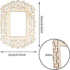 American Elm 18 Pcs Unfinished Wooden Picture Frames for Crafts, Unfinished Wood Photo Frame Cutout for Christmas Tree Hanging Decoration DIY Painting Display Wooden Cutouts (5.9 x4.3) Inch